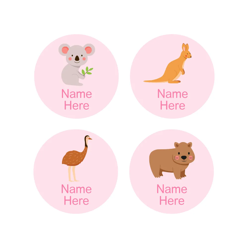 Aussie Animals Round Name Labels - Image 3