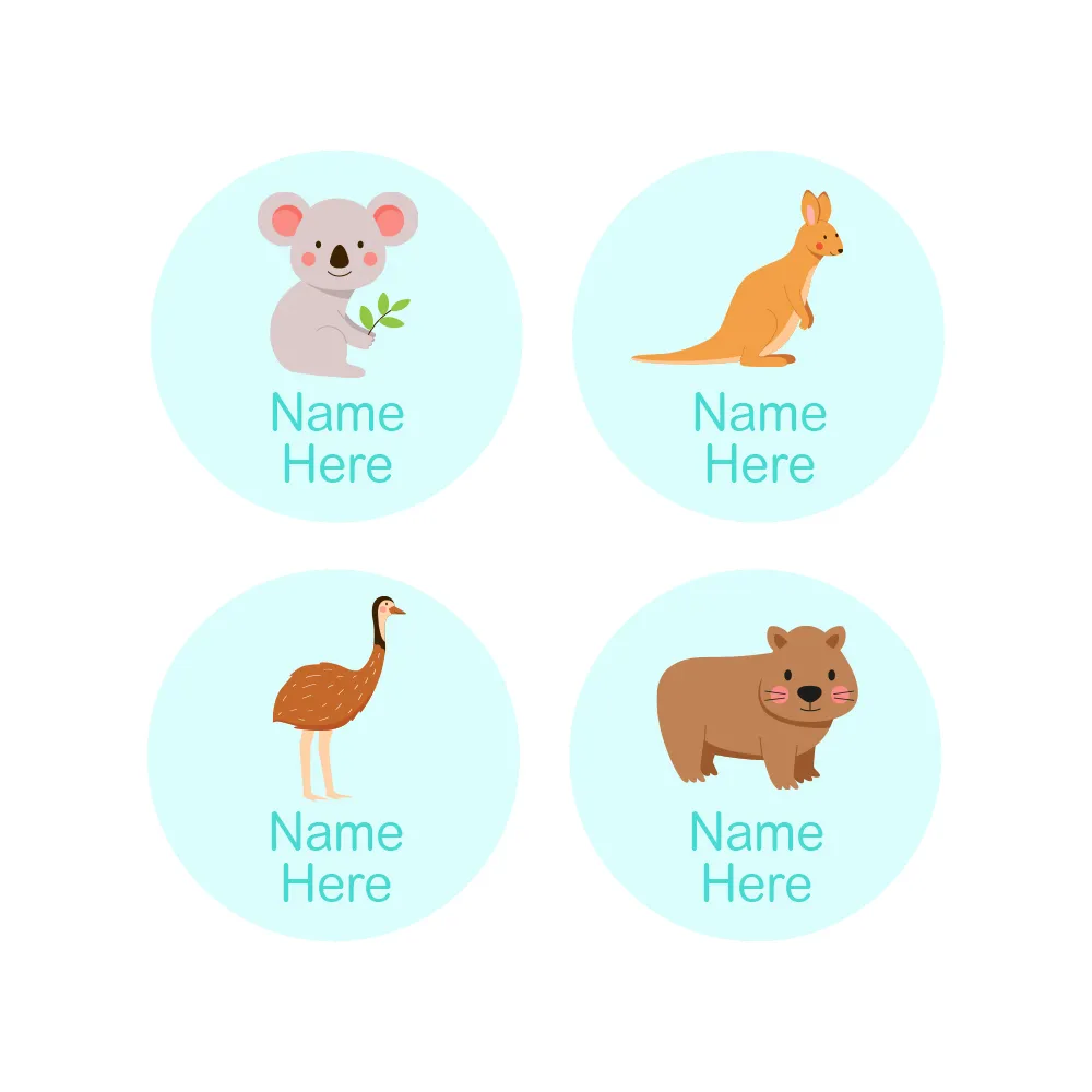 Aussie Animals Round Name Labels - Image 4