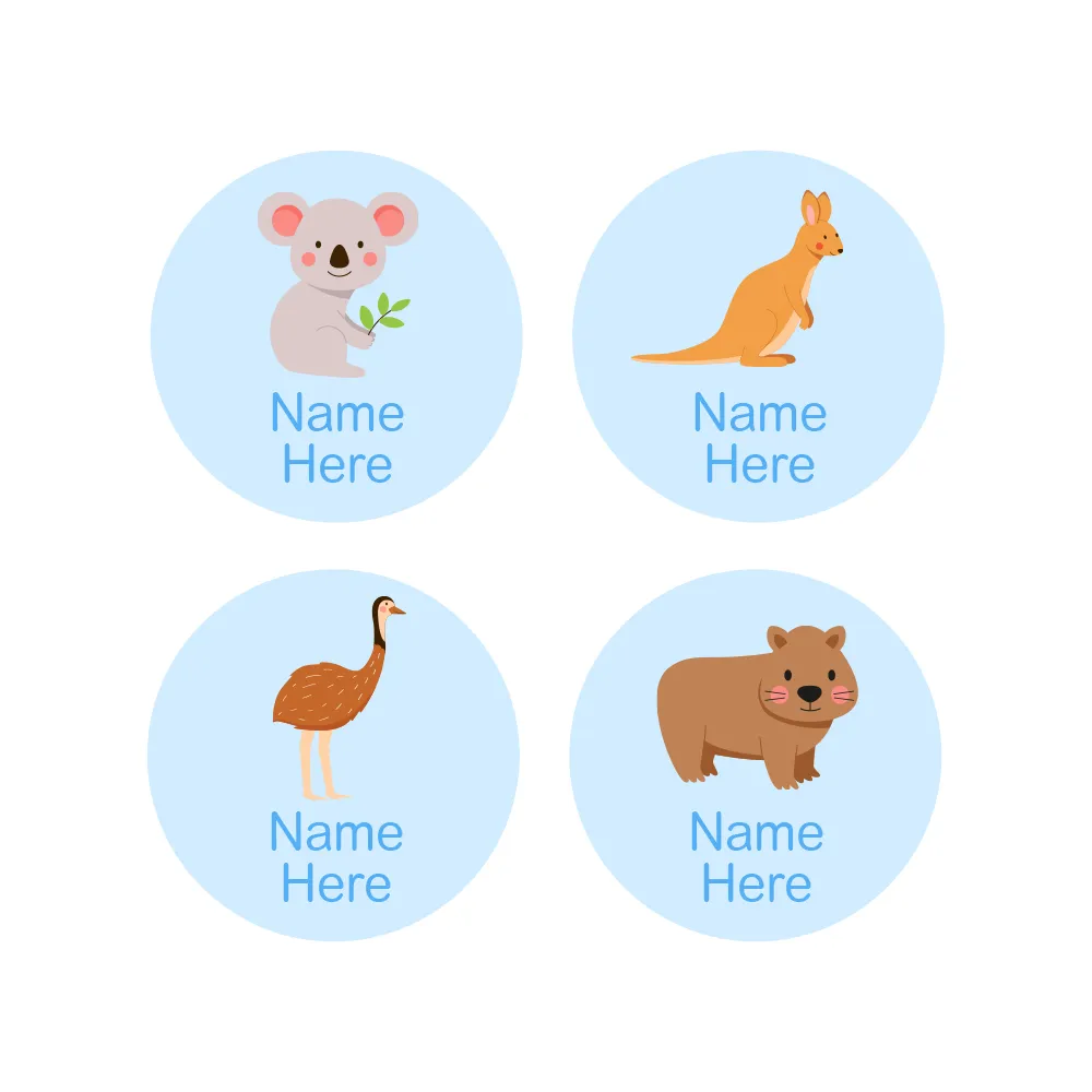 Aussie Animals Round Name Labels - Image 5