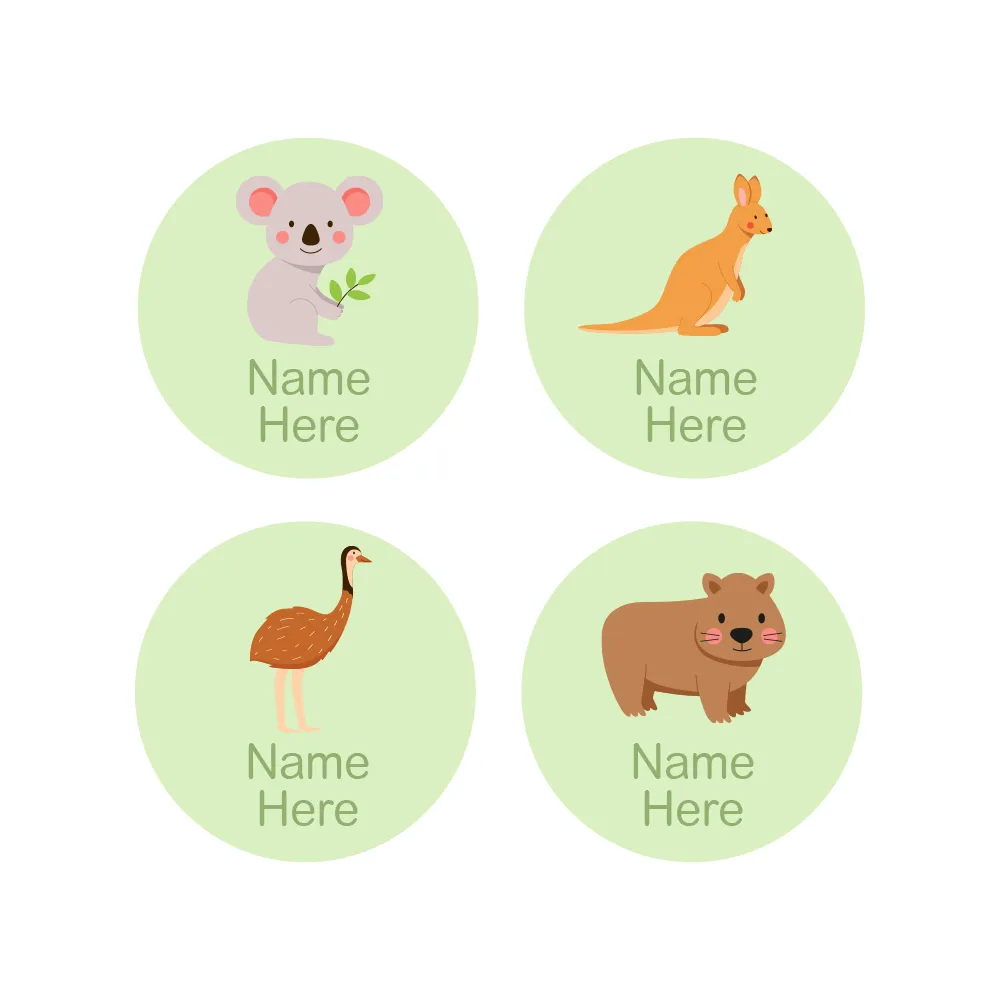 Aussie Animals Round Name Labels - Image 6