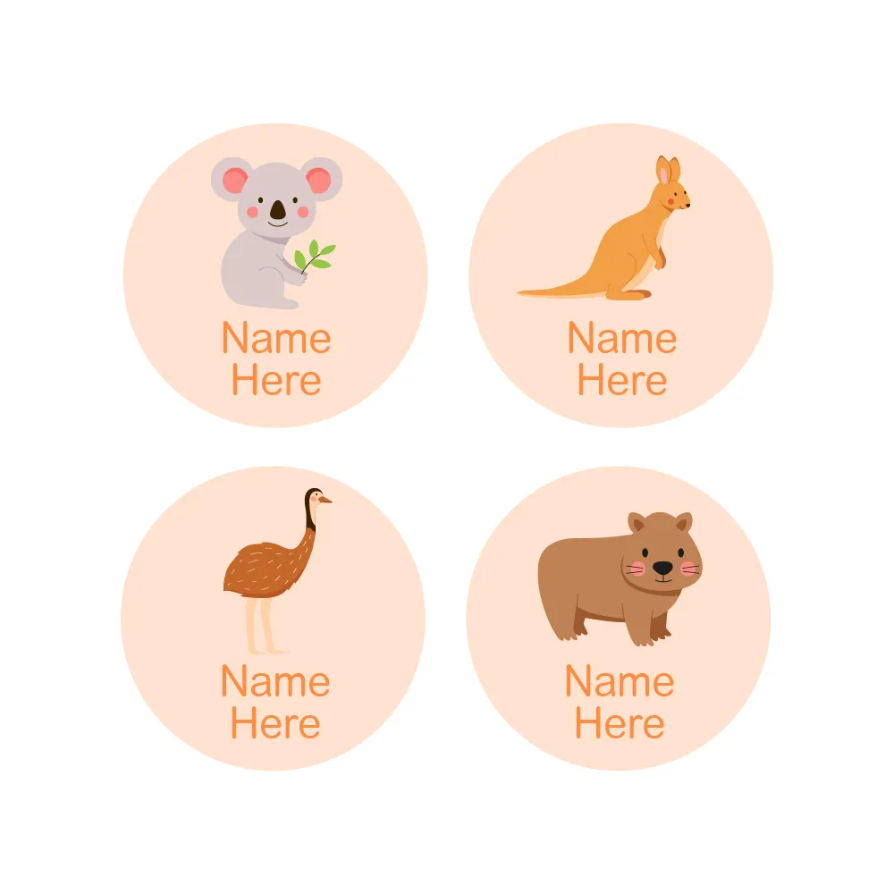 Aussie Animals Round Name Labels - Image 7