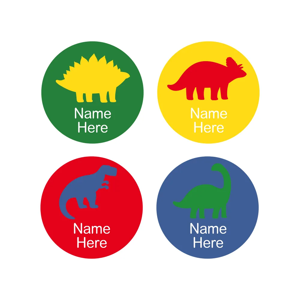 Dino Silhouette Round Name Labels - Image 3