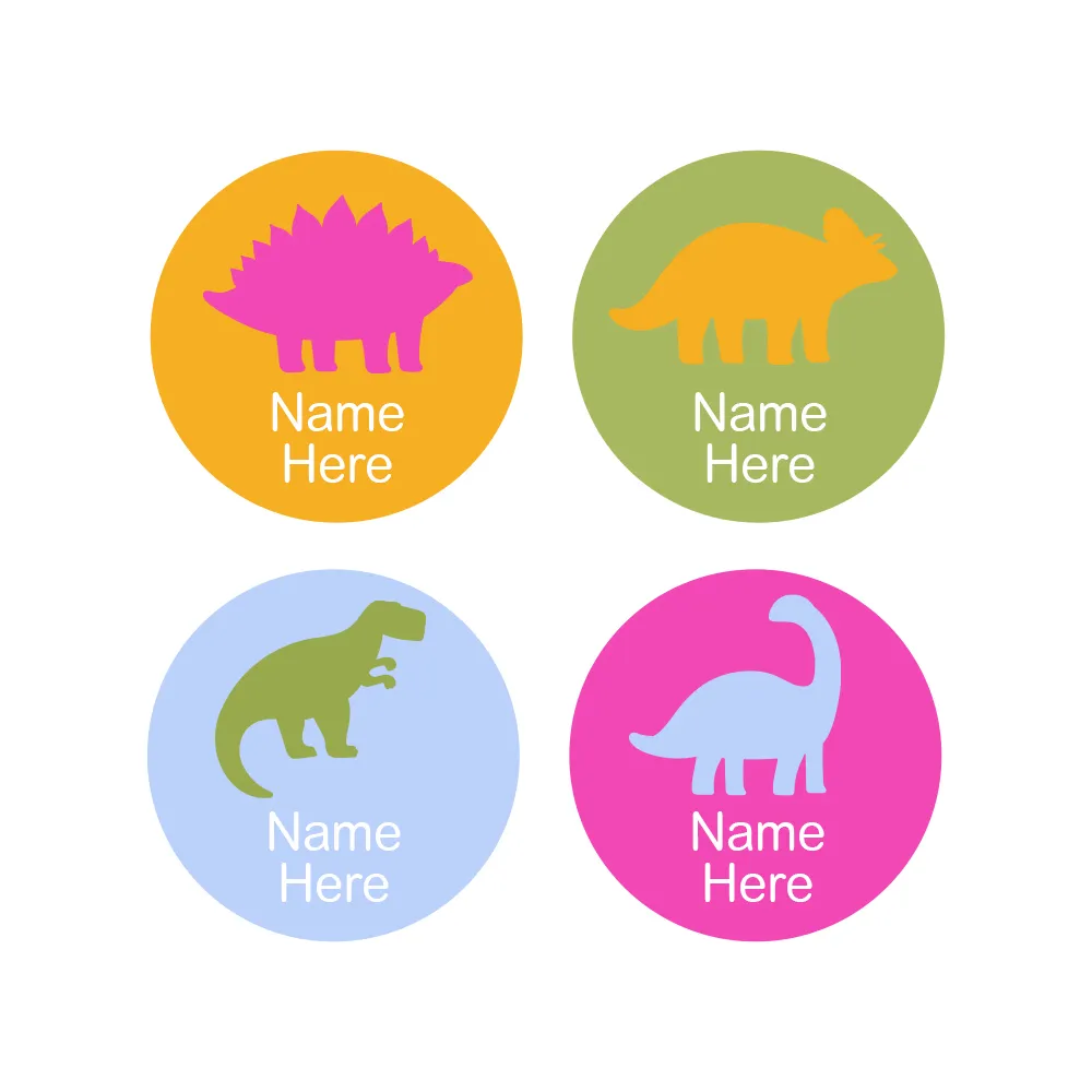 Dino Silhouette Round Name Labels - Image 5