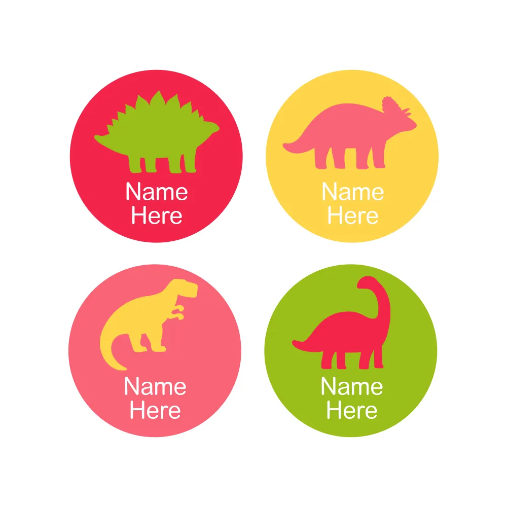 Dino Silhouette Round Name Labels - Image 7