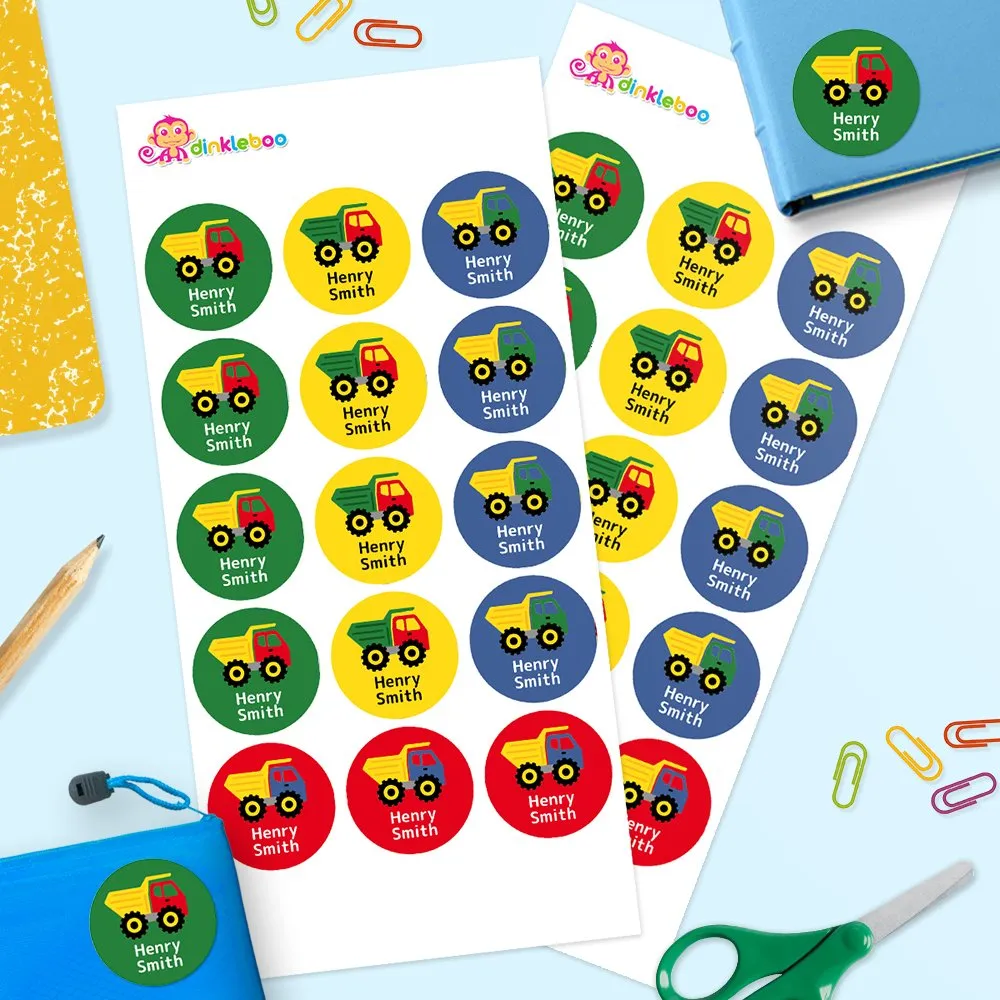 Dump Truck Round Name Labels - Image 2