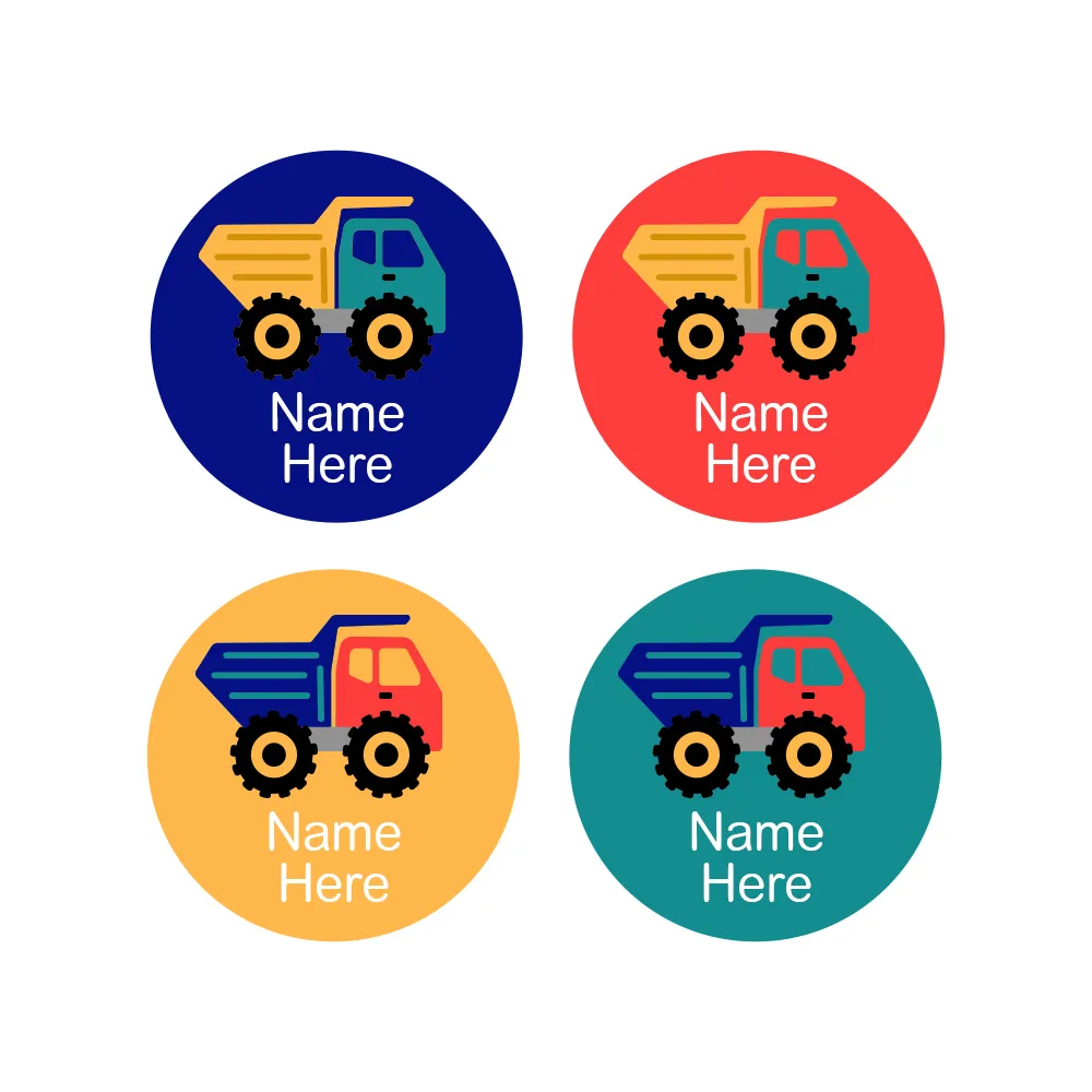Dump Truck Round Name Labels - Image 5
