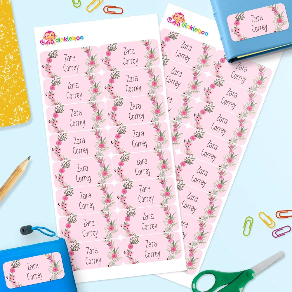 Flower Wreath Rectangle Name Labels - Image 2