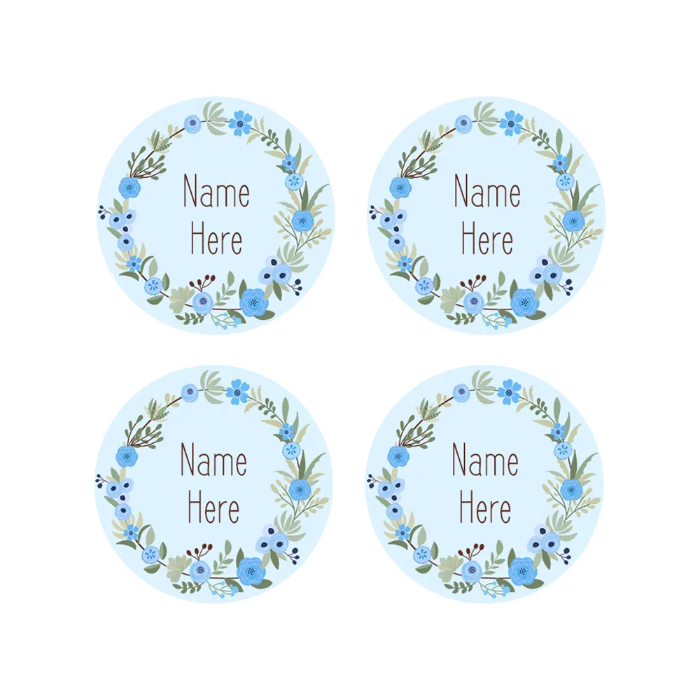 Flower Wreath Round Name Labels - Image 4