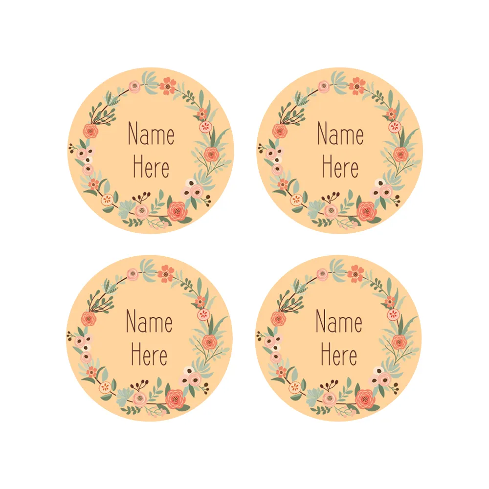 Flower Wreath Round Name Labels - Image 5