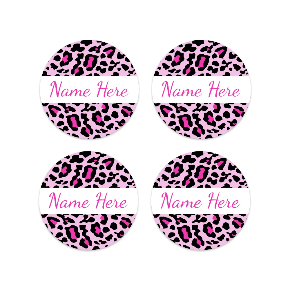 Leopard Print Round Name Labels - Image 4
