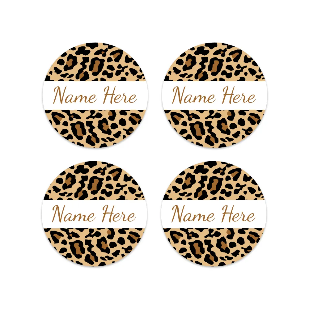 Leopard Print Round Name Labels - Image 6