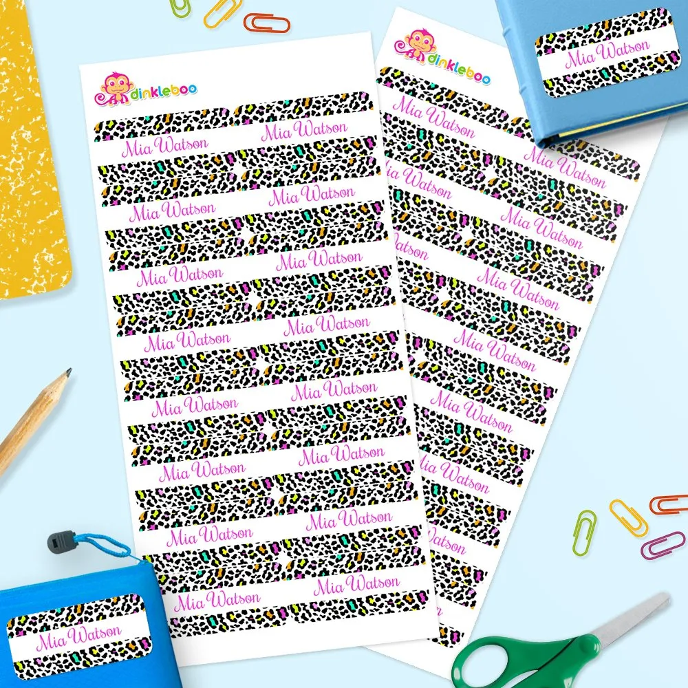 Leopard Print Rectangle Name Labels - Image 2