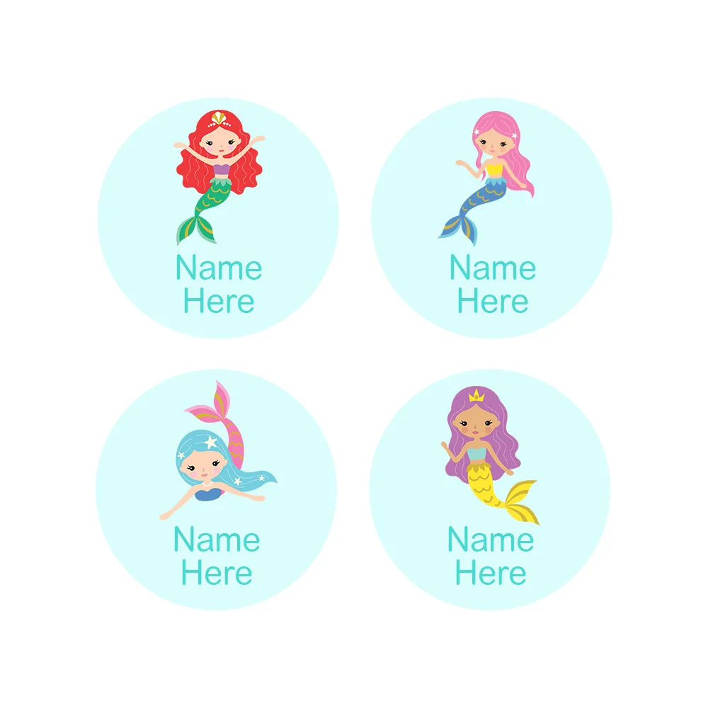 Mermaids Round Name Labels - Image 5