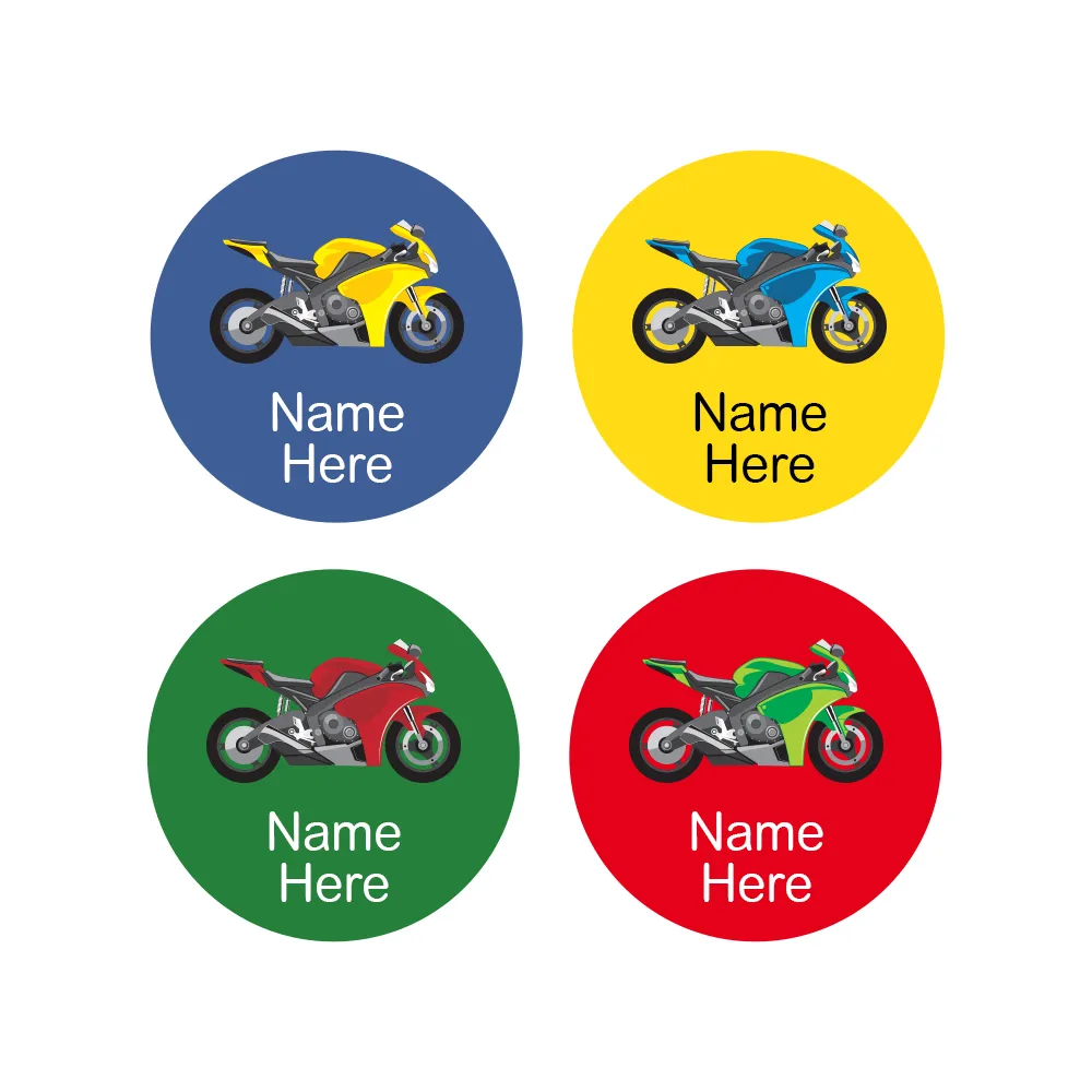 Motorbike Round Name Labels - Image 3