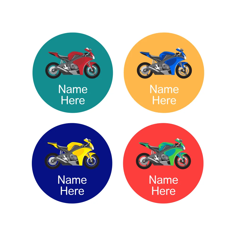Motorbike Round Name Labels - Image 5