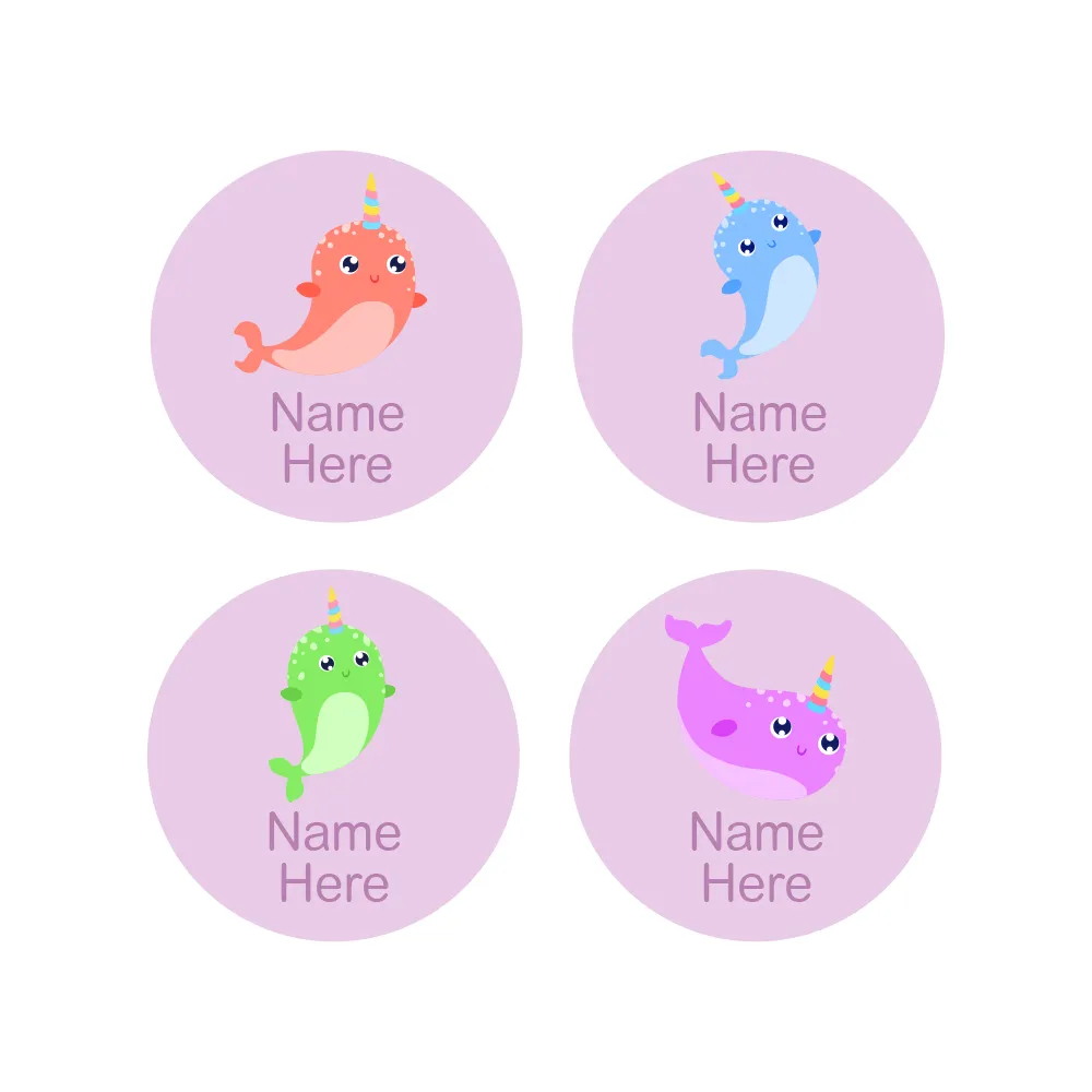 Narwhal Round Name Labels - Image 4