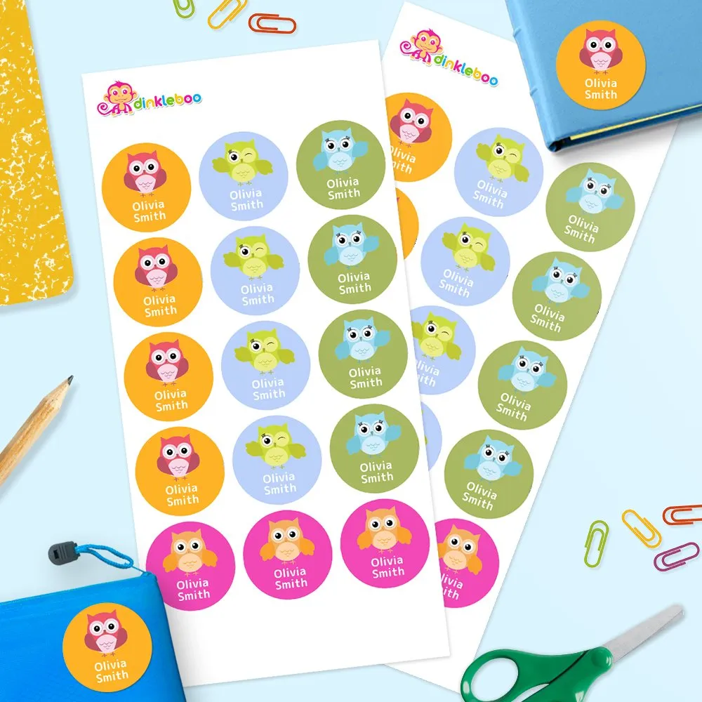 Owl Round Name Labels - Image 2