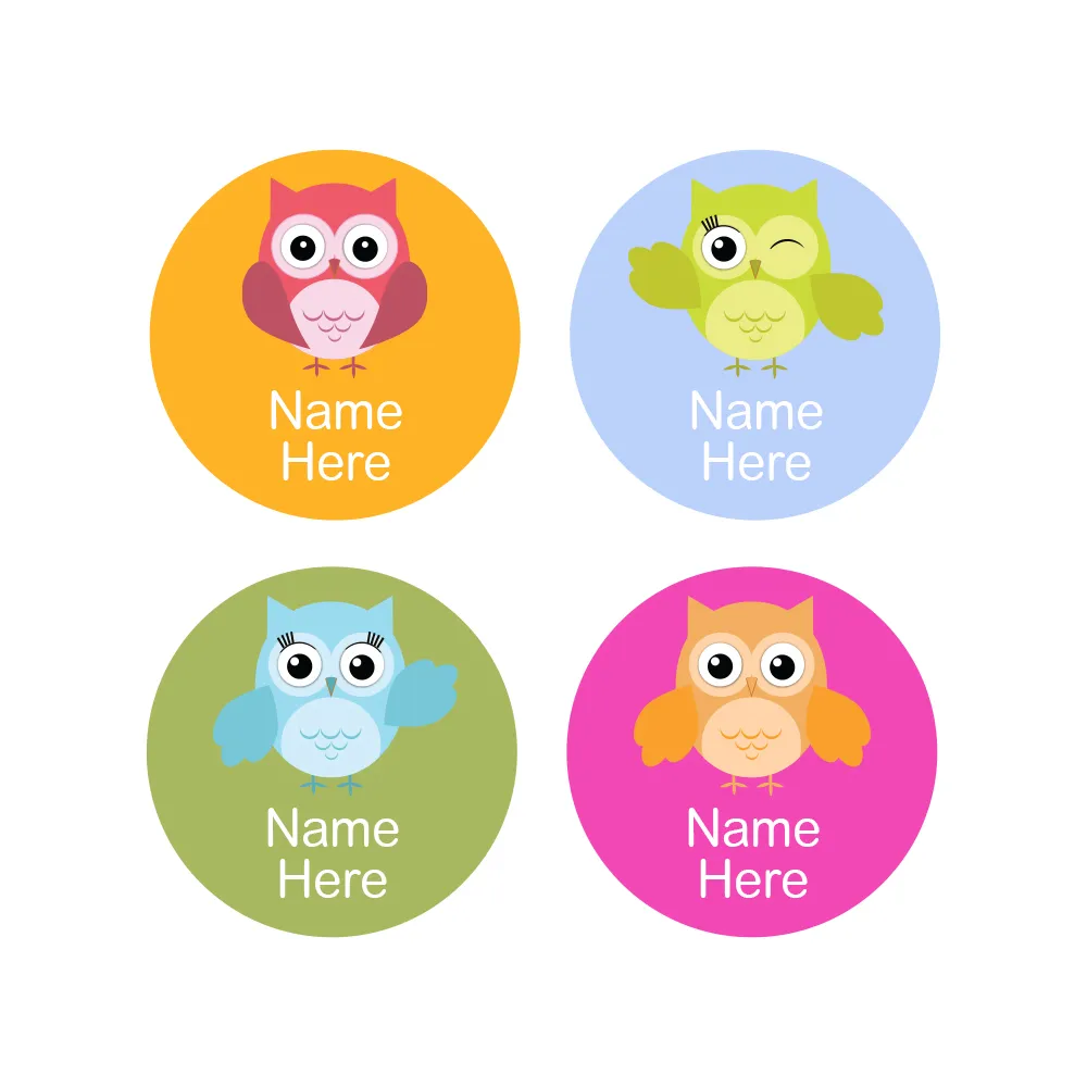 Owl Round Name Labels - Image 3