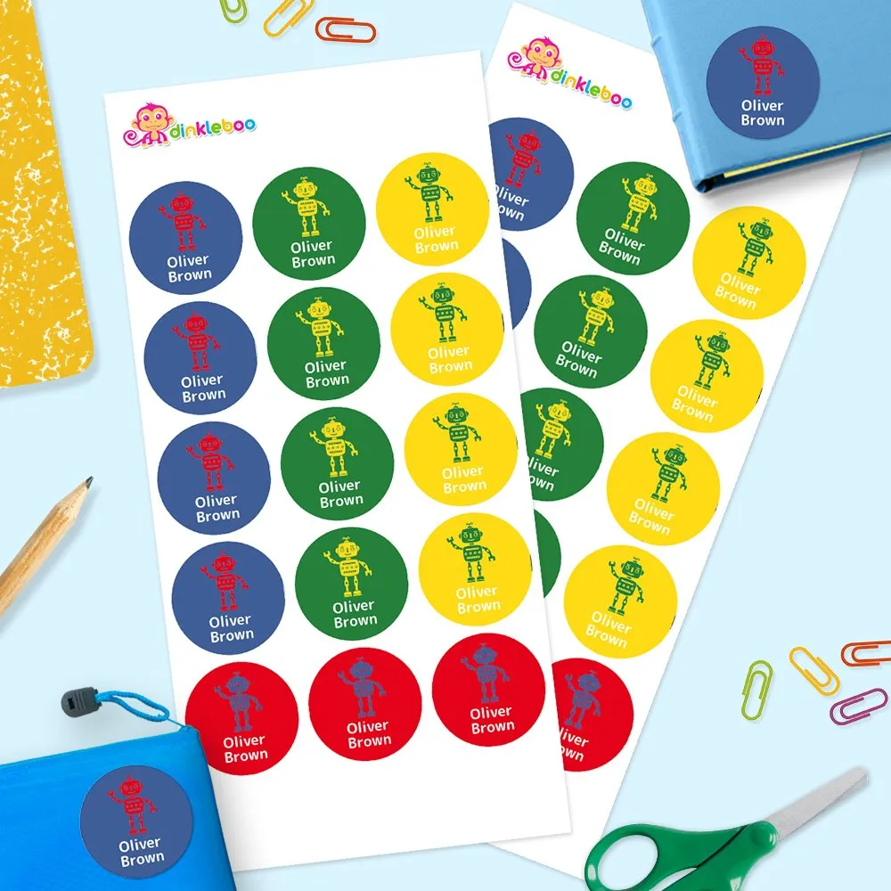 Robot Round Name Labels - Image 2