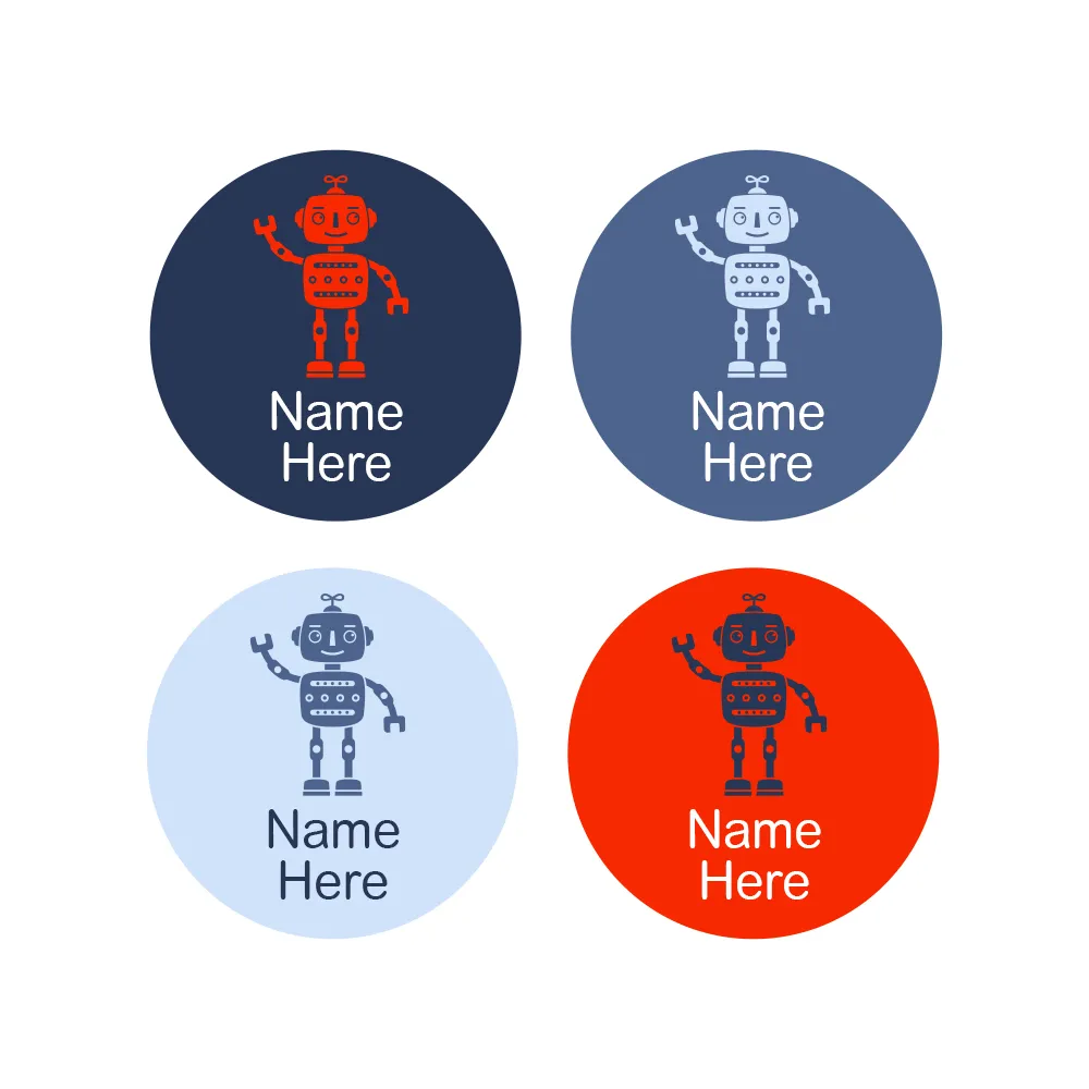 Robot Round Name Labels - Image 4