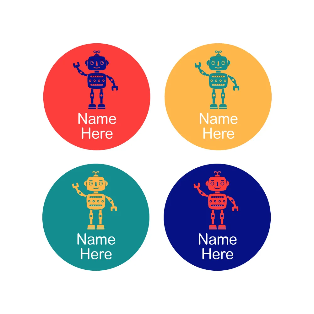 Robot Round Name Labels - Image 5