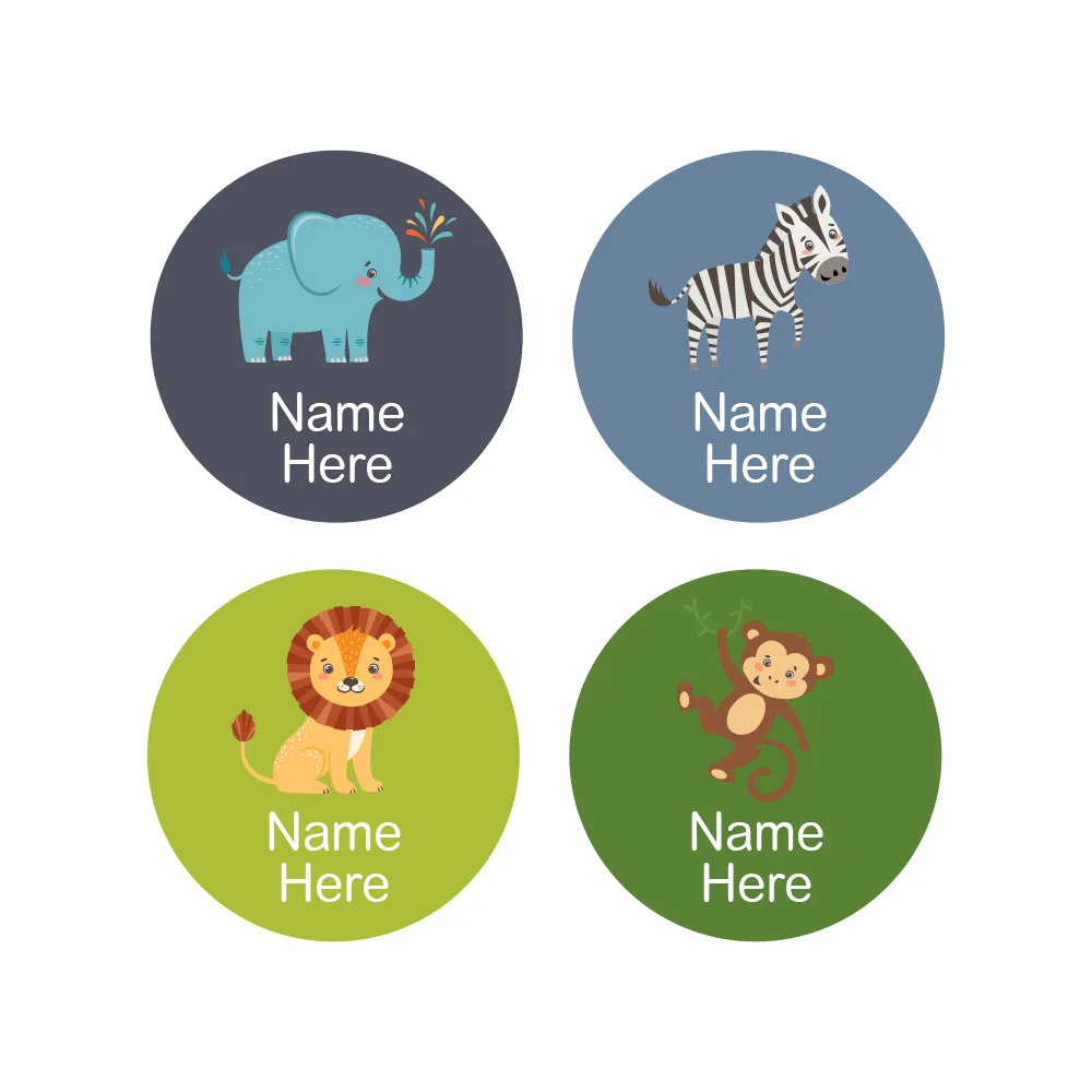 Zoo Animals Round Name Labels - Image 4
